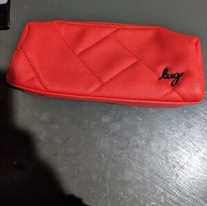 lug Quilted Orange Cosmetic Case with Blue Plastic Lining NWOT 8*2"